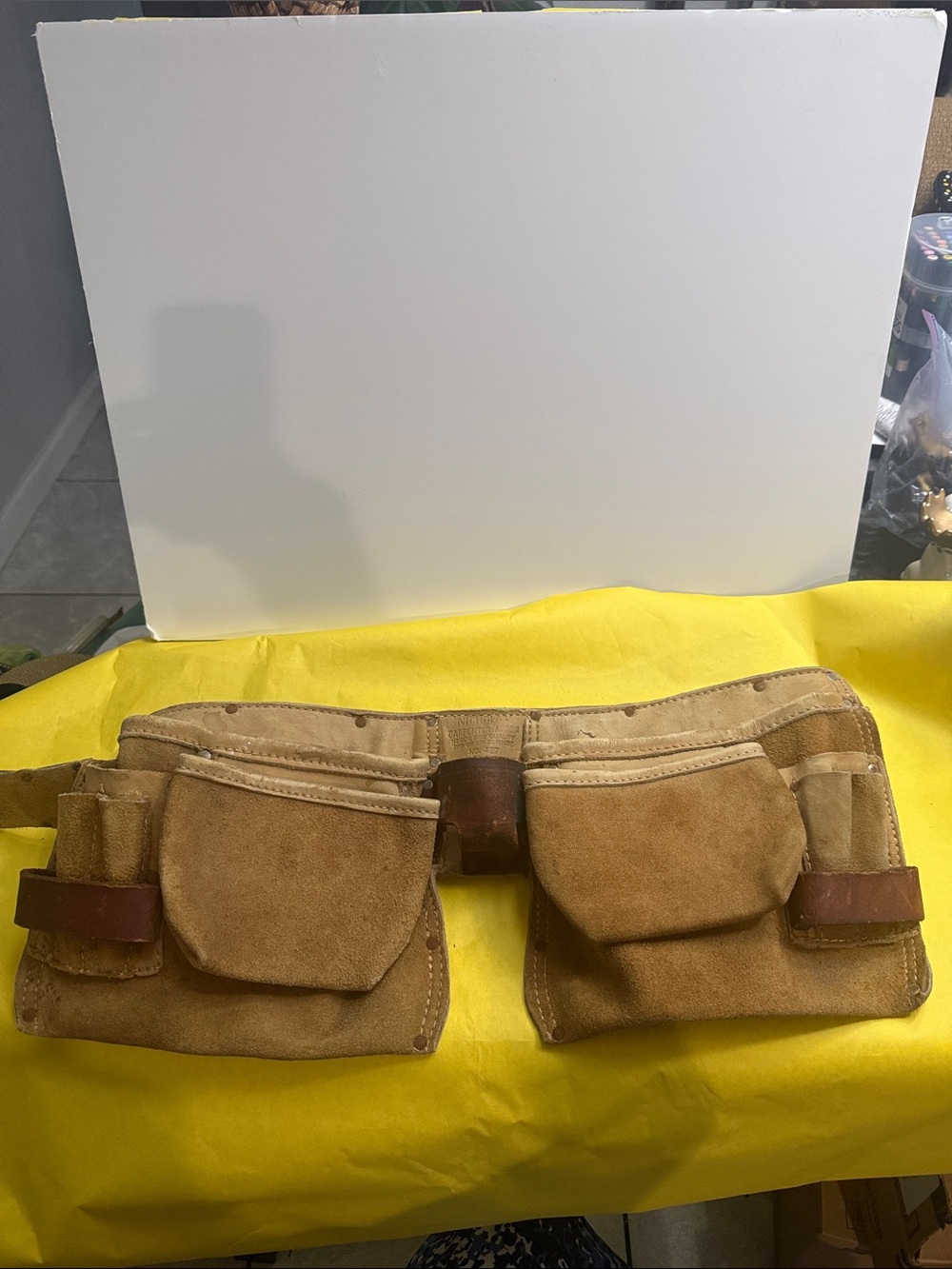 Men's Suede Tool Belt Waist Pouch - Brown